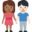 woman and man holding hands, medium-dark skin tone, light skin tone